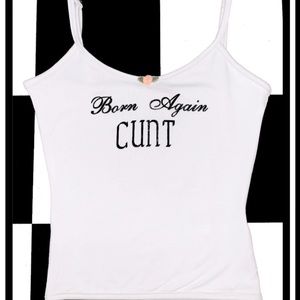 omighty White Camisole with Black Script